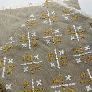 NWOT Pillow Cover Embroidered Tan w/ White & Golden Accents